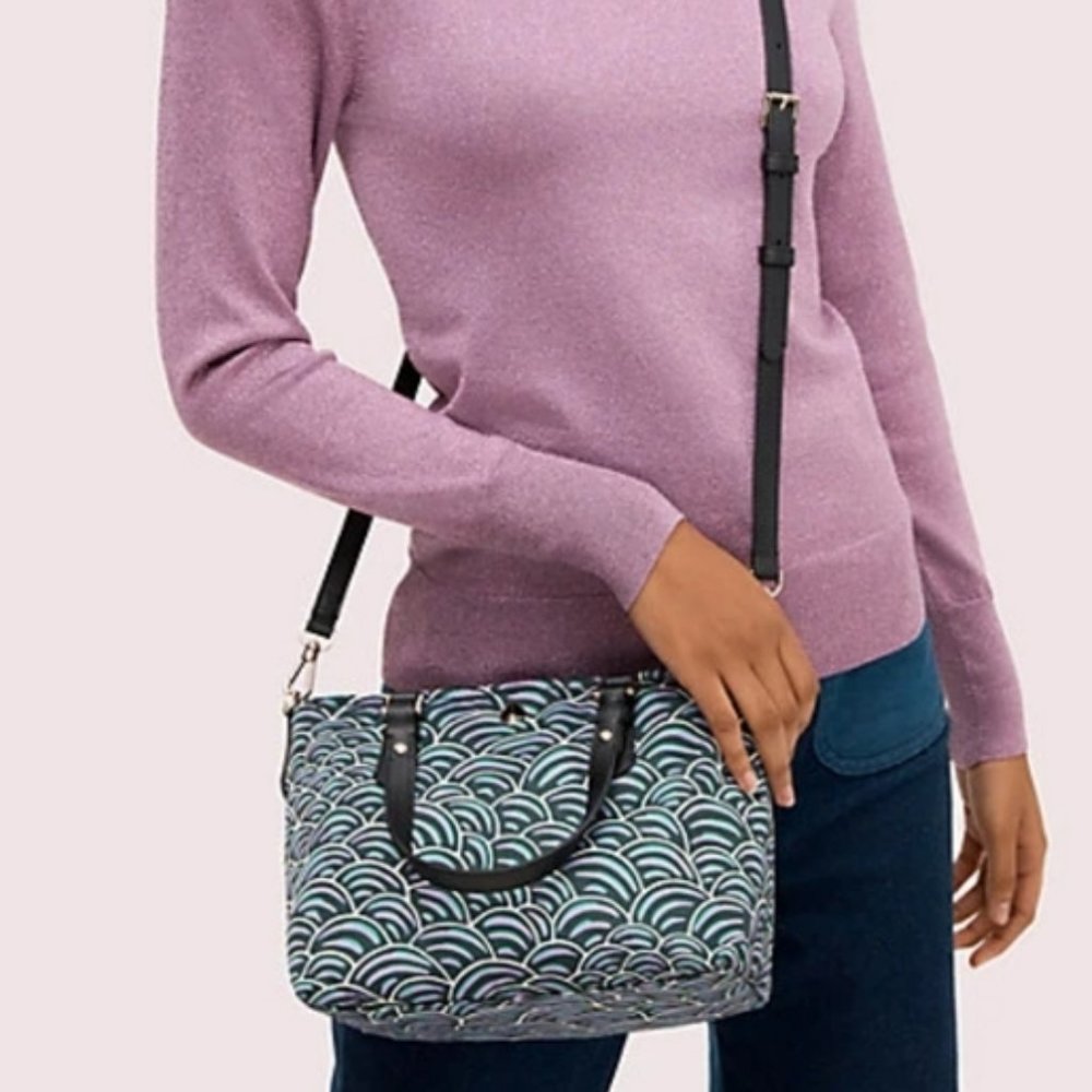 Kate Spade Pine Forest Taylor Party Bubbles Crossbody Tote Handbag Satchel